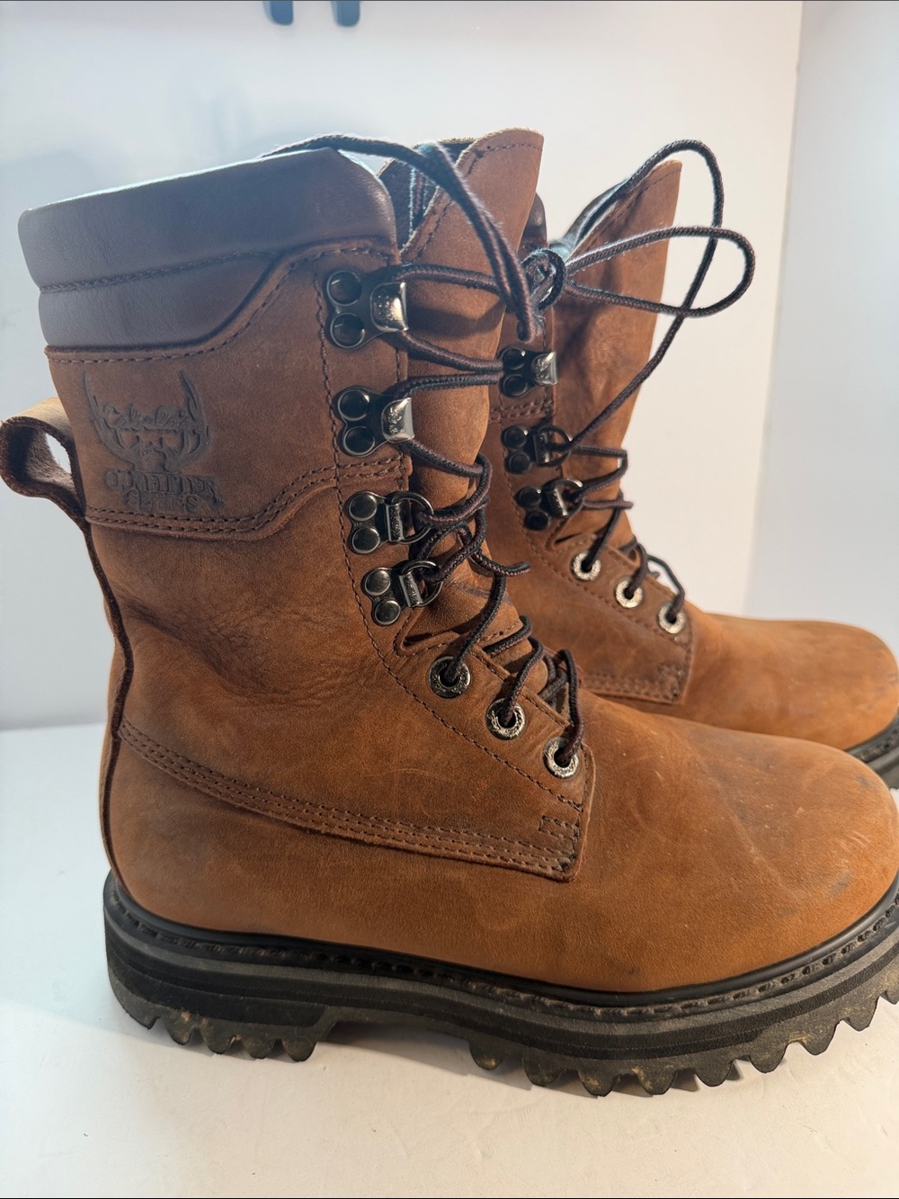 Cabela's Brown Leather Combat & Moto Boots with Black Laces